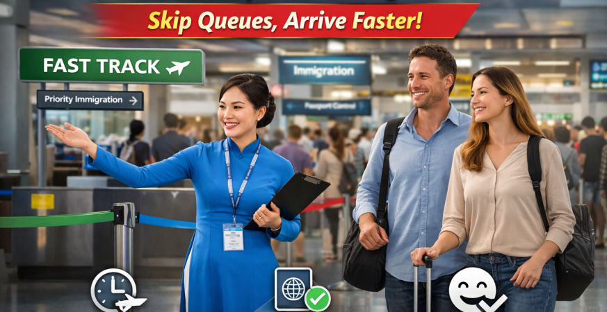 Vietnam express immigration fast track service helping travelers skip long immigration queues at Vietnam international airport