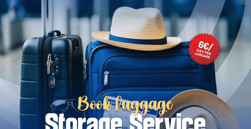 Traveler using secure luggage storage Paris after hotel check-out before flight