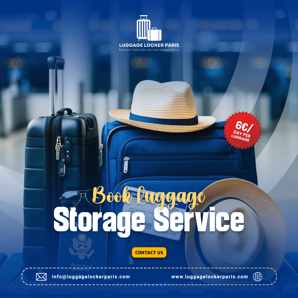 Traveler using secure luggage storage Paris after hotel check-out before flight