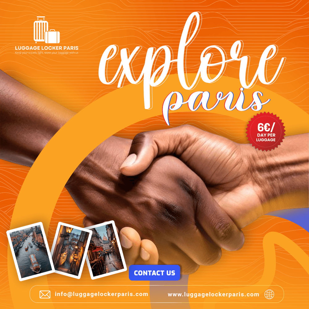 Traveler comparing secure luggage storage Paris options near Gare du Nord and Gare de l'Est with rolling suitcases. Modern luggage lockers provide safe, convenient baggage storage, allowing visitors to explore Paris landmarks hands-free before hotel check-in or train departure.